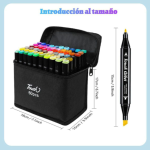 KIT MARCADORES 60 COLORES DOBLE TRAZO
